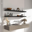 Wood Floating Shelves for Wall Decor, Rustic Wall Shelves for Bedroom Bathroom Kitchen Living Room, Set of 4 Black 48 Inch