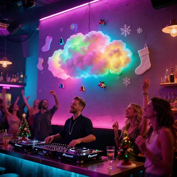 3D Thundercloud Night Light - Smart RGB LED Strip Light, USB-Powered Ceiling Mount Ideal for bedrooms, Games Rooms and Party Decorations, Features Colour-Changing Ambient Lighting (500cm)