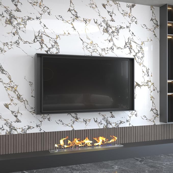 White Gold Marble Granite Contact Paper Kitchen Countertop peel and stick heat resistant wall paper 394x48inch widen Counter top Vinyl Wrap Waterproof Bathroom Wallpaper Carbon Rock Board wall sticker