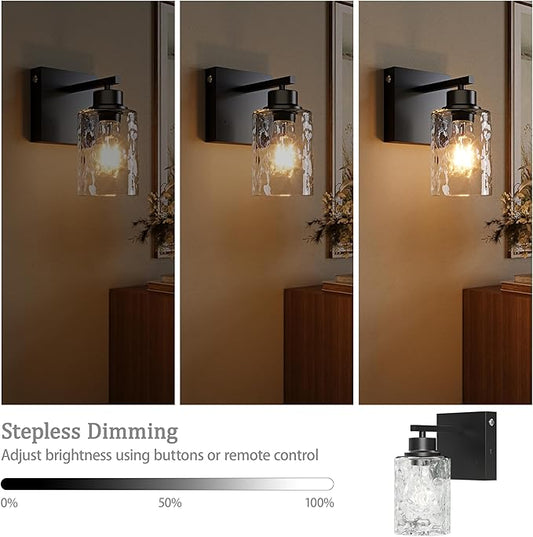 Battery Operated Wall Sconce Set of 2, Black Wireless Wall Lights with Timer Function, Easy Install Dimmable Rechargeable Wall Lamps for Living Room, Bedroom, Hallway, Entryway Decor 3000K