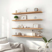 PHPH 36 Inch Wood Floating Shelves for Wall, Wooden Wall Shelves for Bedroom, Set of 4 Light Brown