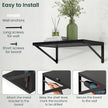 Floating Shelves, 12 Inch Deep Rustic Wood Wall Storage, 24W x 12D Wall Shelves Set of 2, Heavy Duty Metal Brackets, Large Industrial Book Shelf for Living Room, Kitchen, Bedroom, Black
