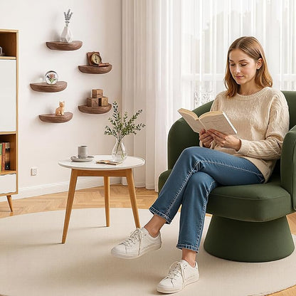 Solid Wood Half Round Floating Shelves, Elegant Floating Shelves, 8.27 Inch Small Wall Mounted Floating Corner Shelves for Living Room, Bedroom, Bathroom, Office. Dark Brown Floating Shelves, Set of 5