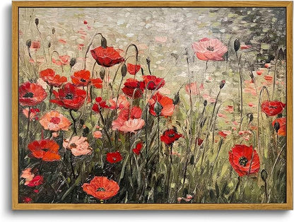 OIQArtOIQ Vintage Landscape Canvas Wall Art Framed Natural Scenery Painting Artwork Prints France Country Wilderness Farmhouse Decor Pictures Kitchen Bedroom Living Room Bathroom