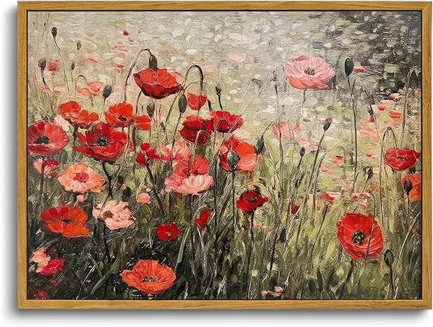OIQArtOIQ Vintage Landscape Canvas Wall Art Framed Natural Scenery Painting Artwork Prints France Country Wilderness Farmhouse Decor Pictures Kitchen Bedroom Living Room Bathroom