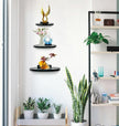 ZEXUIRU 3 Set Glass Decorative Floating Shelves Metal Frame Display Shelf Wall Decor for Home Office Mixed Size