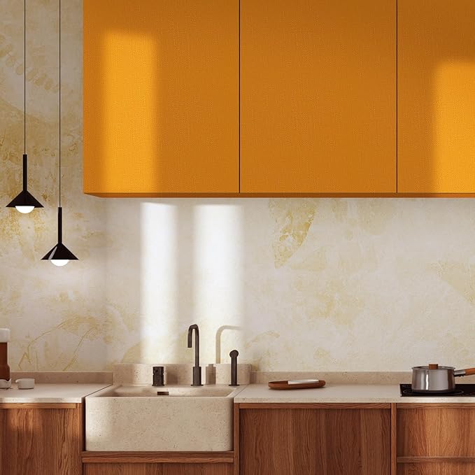 WADILE Grasscloth Peel and Stick Wallpaper 15.7in x 196.8in, Textured Contact Paper for Cabinets, Faux Linen Wall Paper Pull and Stick, Fabric Vinyl Wallpaper Self Adhesive Orange