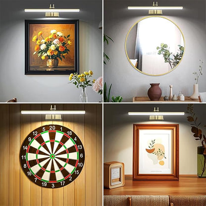 Picture Light,Picture Lights for Wall Cordless,16" Picture Lights with Timer and Dimmable,Battery Wall Lights for Display Gallery Painting Art Frame Portrait-AB 2Colors
