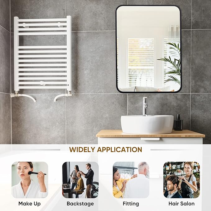 ZenStyle Black Metal Framed Rectangular Wall Mirror 22" x 30" Bathroom Mirror with Peaked Trim for Entryways, Bathrooms, Living Rooms