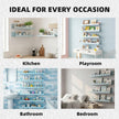 Nursery Book Shelves Set of 6, Blue Metal Floating Shelves for Wall, 16 Inch Scalloped Book Shelf for Kids Room, Bathroom, Bedroom, Playroom Wall Decor & Storage