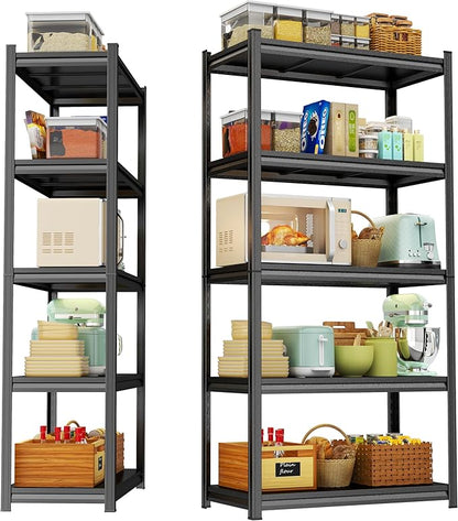 Kitchen Storage Shelves Island with Narrow Space, 78" H Microwave Stand Station with Adjustable Metal Shelve, Stable Steel Structure, Coffee Bar Station Table, Estantes para Cocina, 32" Wx14 Dx78 H
