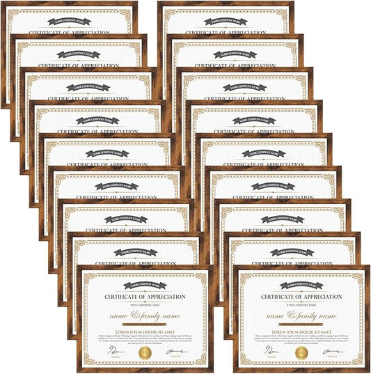 Hoikwo 18 Packs 8.5x11 Rustic Brown Multi Plastic Picture Frames Set with Plastic Cover for Family Photos, Artwork, Light Weight Bulk 8.5 by 11 Frames Pack for Wall Hanging and Table