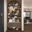 Floral Black Vintage Wallpaper Peel and Stick Dark Purple Beige Peony Contact Paper 17.5