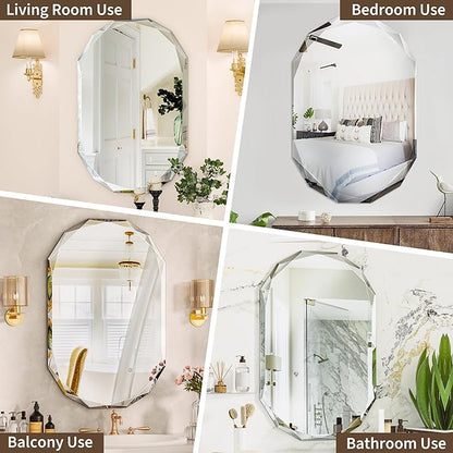 Suidia Bathroom Mirror, 24"x 36" Wall Mirror, Frameless Bathroom Mirror with Beveled Edge for Bedroom, Living Room, Entryway, Hallway, Oval Shape