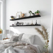 Wood Floating Shelves for Wall Decor, Rustic Wall Shelves for Bedroom Bathroom Kitchen Living Room, Set of 4 Black 48 Inch