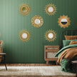 Namalu 6 Pcs Sunburst Mirror for Wall Decor, Small Circle Sun Espejos Decorative Mirror Hanging for Art Entryway Home Decor Bathroom Bedroom Living Room(Elegant,Gold)