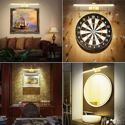 Picture Light,5000mAh Rechargeabl Art Lights for Paintings,Remote 16" Display Accent Lighting with Timer and Dimmable for Wall,Frame,Portrait-Brass