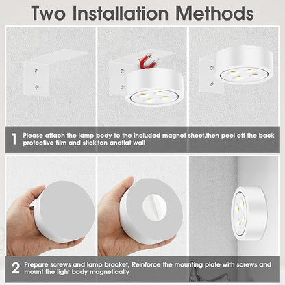 Picture Lights for Wall, 3 Lighting Modes Magnetic Art Display Light,Rechargeable Battery Operated Led Painting Light with Remote Control Dimmable & Timer,3Pack White