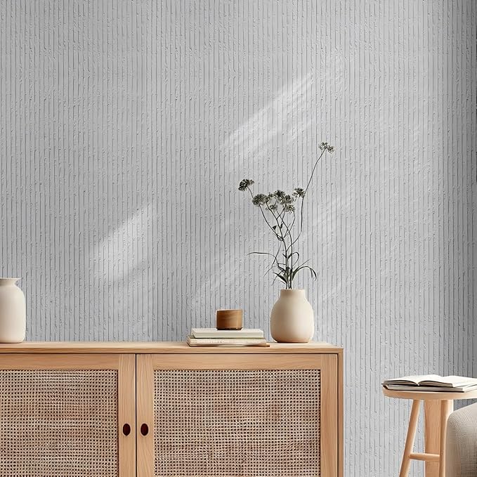 3D Faux Stone Peel and Stick Roll-15.7"x110"Thick PVC Foam Wall Paneling,DIY Self Adhesive Removable Waterproof&Sound Dampening for Cement Texture Accent Wallpaper for Living Room,Bedroom Decor(Gray