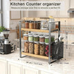 LEMIKKLE 2-Tier Wood Coffee Bar Organizer With Basket,Kitchen organizers and storage,Spice Rack Organizer for Countertop,Kitchen