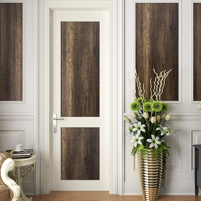 Stickyart Distressed Wood Stick and Peel Wallpaper Brown Textured Wood Wallpaper Self Adhesive Removable Wood Grain Vinyl Wrap for Cabinets Faux Wood Wall Paper Decorative Farmhouse Furniture 12"x160"