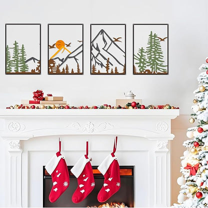 DICYWUDI Colorful Metal 47.24 x 15.7 inch Mountain Wall Decor – Minimalist Wall Art for or Indoor Kitchen Bathroom Bedroom Living Room Dining Room