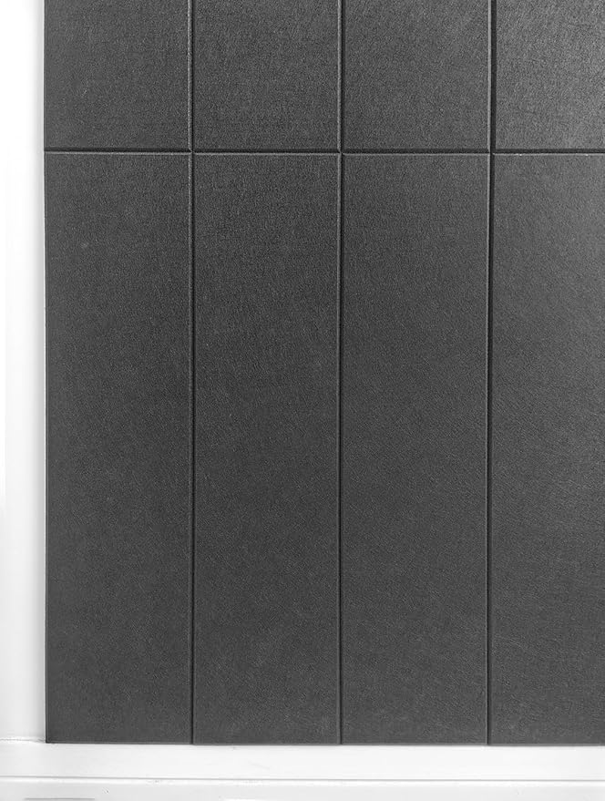 Shiplap Felt Wall Panels, Black, 24 Pack, Modern Wall Paneling, Peel and Stick, Sound Absorbing, 23.25 sq ft