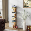 TUTOTAK Narrow Bookshelf, 8-Tier Bookcase, Spine Book Shelf for Small Space, Corner Standing Shelf for Living Room, Office, Study, Entryway, Natural BS06BN008
