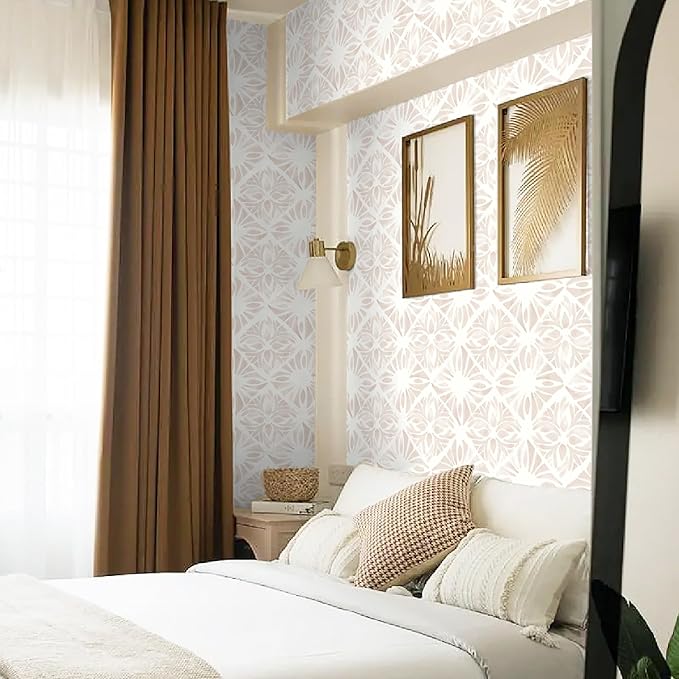 Geometric Peel and Stick Wallpaper boho78.7 x17.3 White and Pink Wallpaper White Contact Paper Removable Wall Paper for Bedroom Waterproof Removable Shelf Liner Decal Vinyl Roll