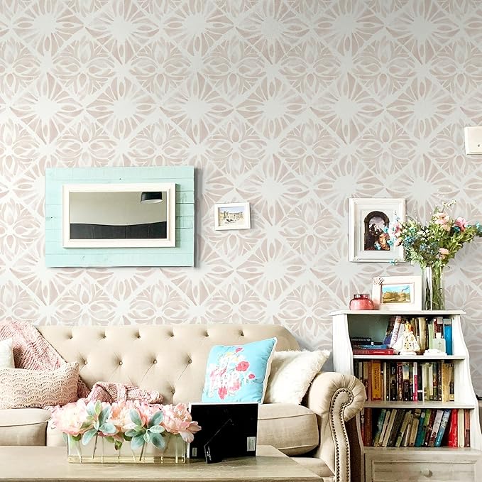 Geometric Peel and Stick Wallpaper boho78.7 x17.3 White and Pink Wallpaper White Contact Paper Removable Wall Paper for Bedroom Waterproof Removable Shelf Liner Decal Vinyl Roll