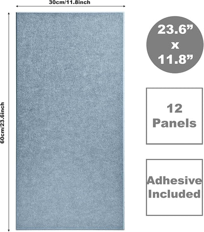 Acoustic Panels 12-Pack Soundproof Wall Panels 24"X12"X0.35" Sound Panels High Density Sound Dampening Panels - Gray Blue
