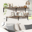 Fun Memories Rustic Brown 12 Inch Deep Floating Shelves Set of 2, Wall Mounted Shelf with Metal Brackets, Rustic Wood Wall Shelf for Bathroom, Kitchen and Living Room, Rustic Brown, 55W x 12D