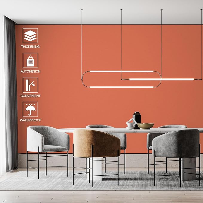 Amiya Orange Peel and Stick Wallpaper Solid Color Textured Contact Paper Pure Orange Self Adhesive Wallpaper Matte Removable Wall Paper Decorative Walls Decal Vinyl Roll A Set of15.7×236