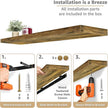 Sorbus Floating Shelves for Wall - 55 Inch Extra-Long Bathroom Shelves, Wall Decor for Bedroom, Kitchen, Living Room, Book Storage - Mounted Floating Shelf with Hidden Brackets (Rustic Brown, 3 Pack)