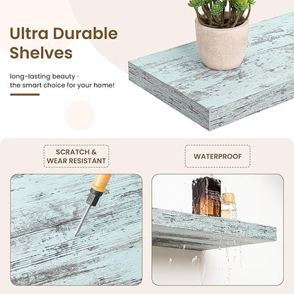 72in Floating Shelves for Wall, 72"W x 9.25"D x 1.5"H, Long Wall Mounted Engineered Wood Shelves with Invisible Brackets for Living Room, Bedroom, Bathroom, Kitchen Decor and Storage, Blue