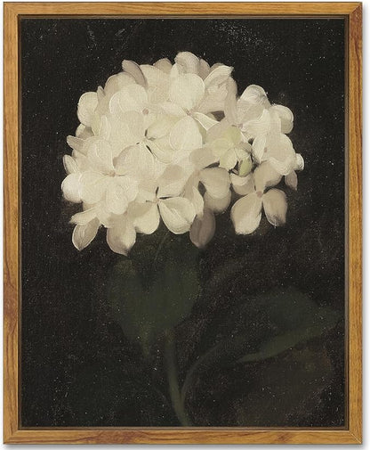 SHENIFY 8x10in Retro Hydrangeas Ball Wall Home Decor Flower Classic Prints Kitchen Bathroom Office Decor - Natural Framed