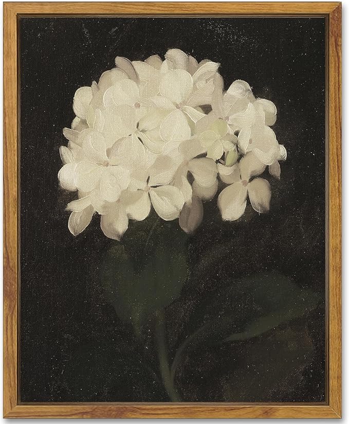 SHENIFY 8x10in Retro Hydrangeas Ball Wall Home Decor Flower Classic Prints Kitchen Bathroom Office Decor - Natural Framed