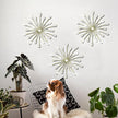ZEXUIRU 3 Pack Gold Sunburst Wall Decor – Metal Crystal Wall Art with Sparkling Rhinestones, 14’’/18 Inch Starburst Wall Hanging Set for Living Room Bedroom Bathroom – Modern Bling Home Decorations