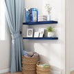 fuqing 30 Inch Floating Shelves, Dark Blue Floating Shelves for Wall Set of 2, 30'' Long Wooden Wall Shelves for Living Room Bedroom Kids' Room Boys' Room - Dark Blue