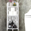 Meangood Bathroom Corner Shelf Stand, 3 Tier Solid Wood Display Shelf for Narrow Space, Shower Corner Shelf, Plant Stand Nightstand, for Living Room, Bedroom, Home Office, Elegant White