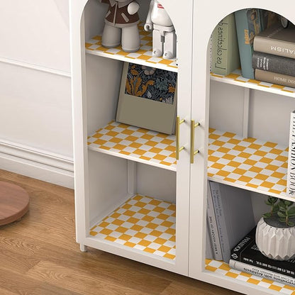 Modern Peel and Stick Wallpaper Orange and White Mosaic Checkered Contact Paper 17.7"x78.8" Self Adhesive Lattice Wallpaper Removable Decorative Wallpapers for Bedroom Countertops Cabinet Vinyl Roll