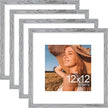 Vittanly 12x12 Picture Frames Set of 4, Display Pictures 8x8 with Mat or 12x12 without Mat, Gallery Frame for Wall Display, Engineered Wood with Shatter Resistant Plexiglass, Grey