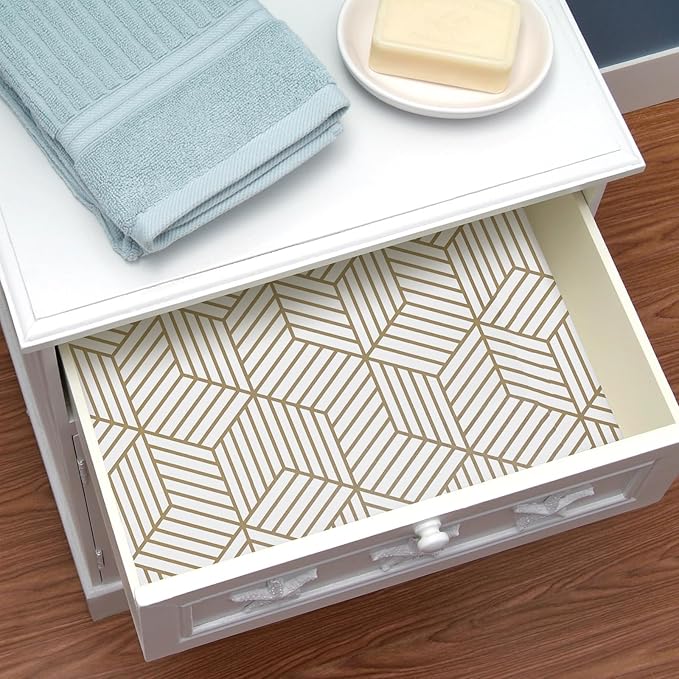 WENMER Geometric Hexagon Peel and Stick Wallpaper - 17.7 Inch x 472 Inch, Removable Self-Adhesive Vinyl Film for Bedroom, Bathroom, Shelf, Cabinet, Drawer