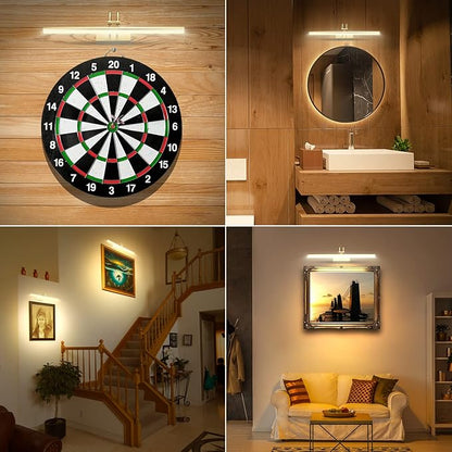 Picture Light,Picture Lights for Wall Cordless,16" Picture Lights with Timer and Dimmable,Battery Wall Lights for Display Gallery Painting Art Frame Portrait-Gold