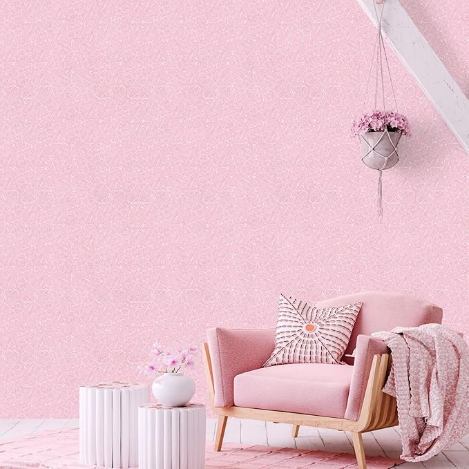 Abyssaly 15.7 inch X 118 inch Pink Wallpaper Embossed Self Adhesive Peel and Stick Removable Home Decorative Vinyl Film Cabinet Furniture Countertop Solid Color Shelf Paper Silk