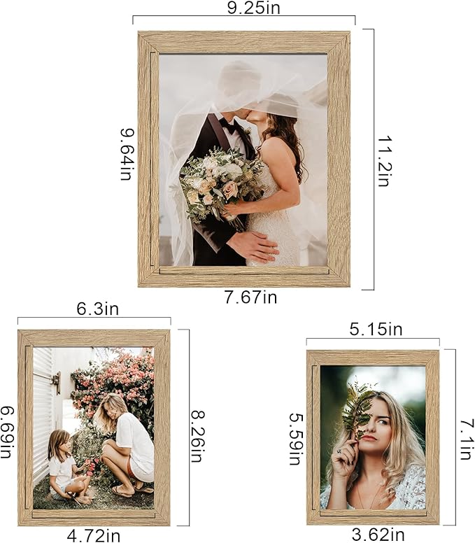 LUCKYLIFE Picture Frame Set 10-Pack, Gallery Wall Frame Collage with 8x10 5x7 4x6 Frames in Natural Woodgrain Finishes