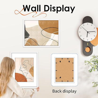 FIXSMITH 12x16 Picture Frame White Set of 4, Photo Frame with HD Plexiglass, Display Pictures 8.5x11 with Mat or 11x17 Without Mat, White Picture Frames Collage Wall Decor, Gallary Wall Frame