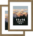 FrameWorks 2-Pack, 11x14 Matted to 8x10 Picture Frame, Dark Oak – Classic Wooden Photo Frame with Tempered Glass, Modern Matte Finish for Prints, Posters, Certificates & Wall Decor – Gallery-Ready