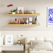 24 Inch Bamboo Floating Shelves - Picture Ledge Shelf with Lip Set of 2, Hanging Bamboo Wall Shelf for Storage, Natural Wood Floating Shelves for Living Room, Bedroom, Kitchen