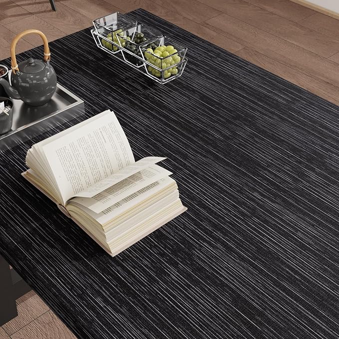CRE8TIVE Black Grasscloth Peel and Stick Wallpaper Textured Woven Linen Fabric Black Contact Paper for Walls Self Adhesive Removable Faux Grass Cloth Wallpaper for Bedroom Countertops Cabinets 12